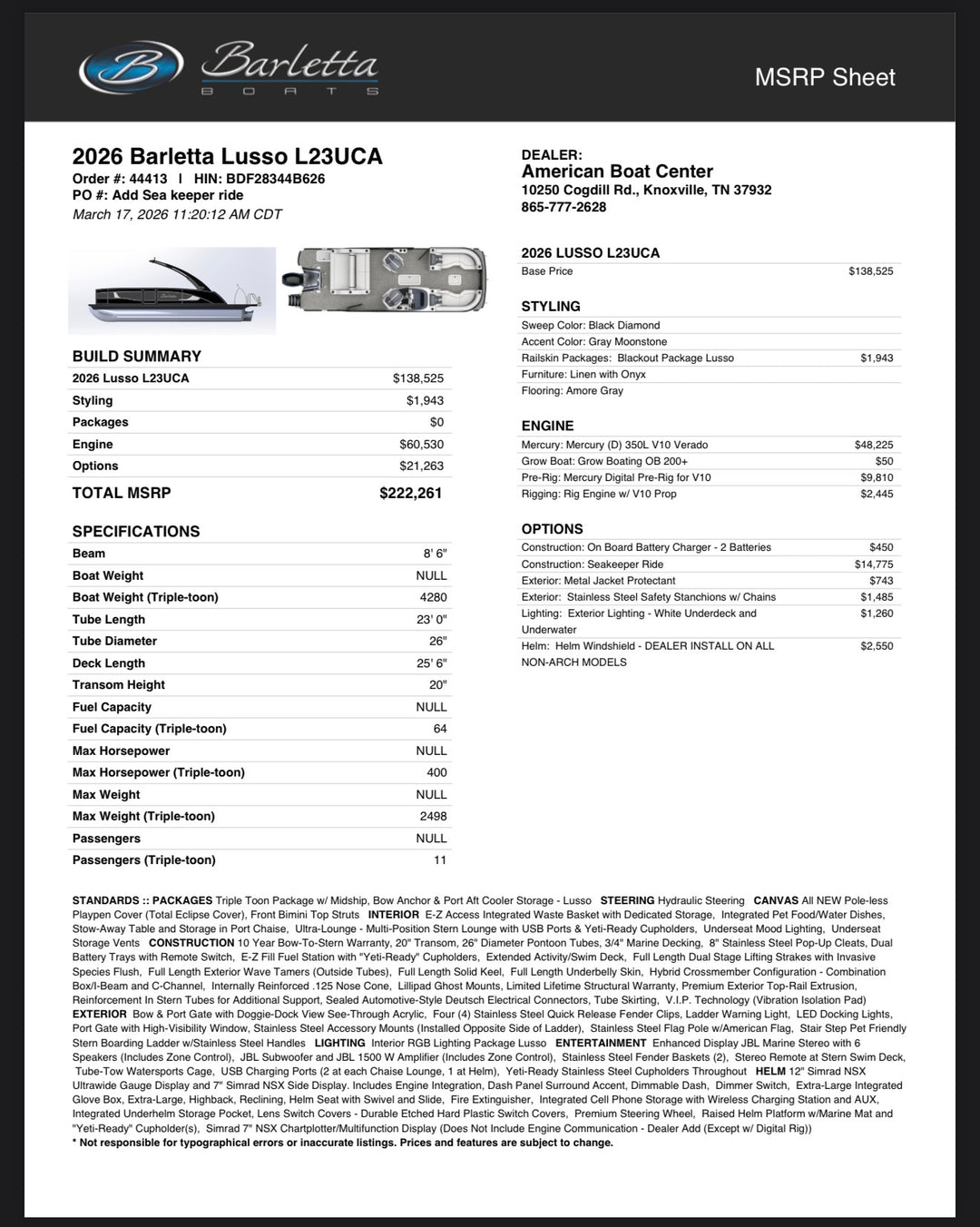 2026 Barletta Lusso 23UCA w/ Seakeeper Ride