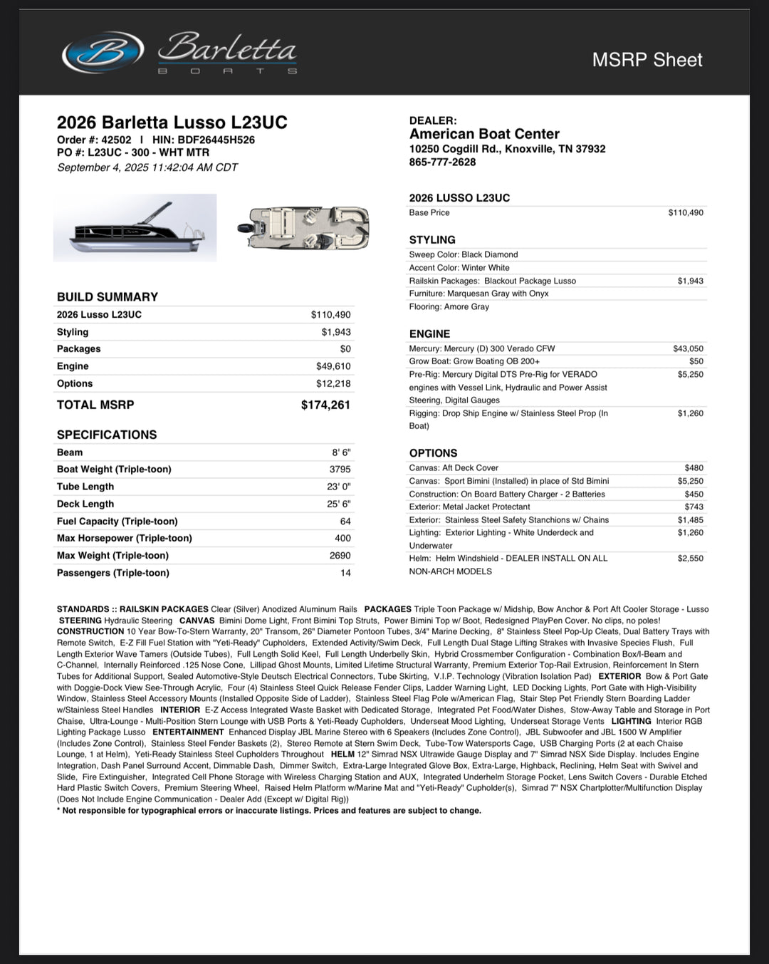 2026 Barletta Lusso 23UC