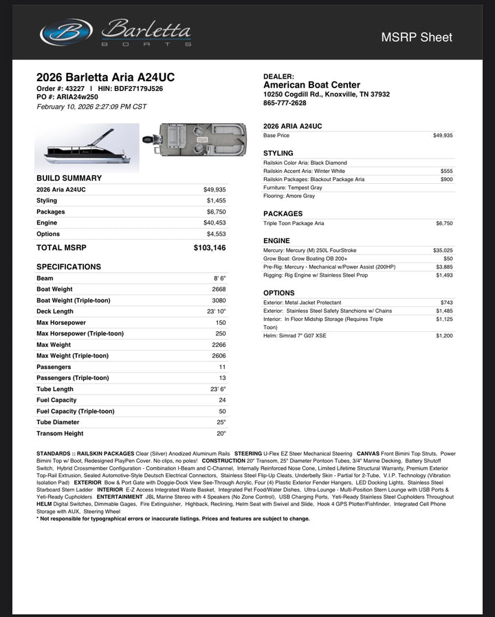 2026 Barletta Aria 24UC