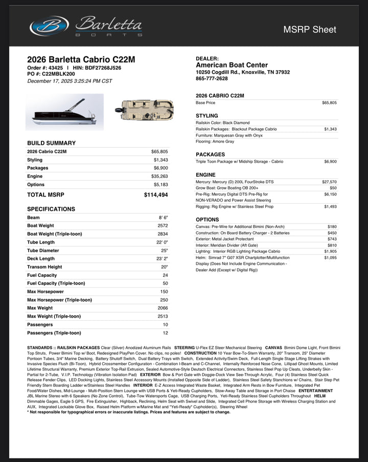 2026 Barletta Cabrio 22M